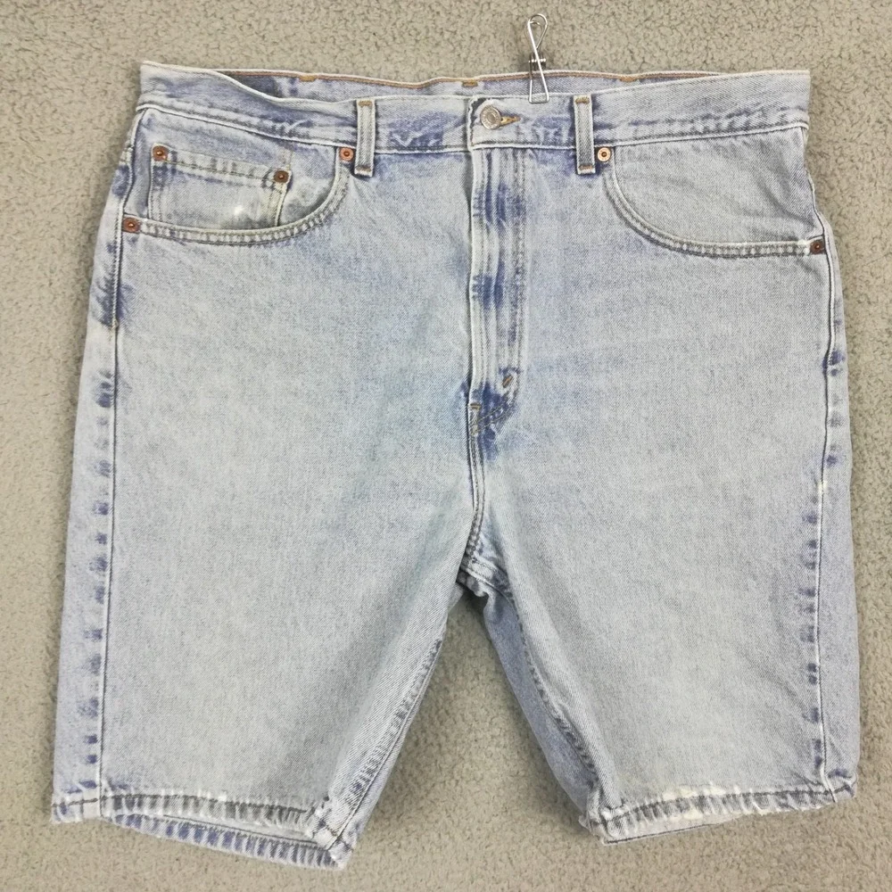 Vtg Levi's Mens Shorts 505 Straight Leg Regular‎ Fit Blue Denim Light Wash 38